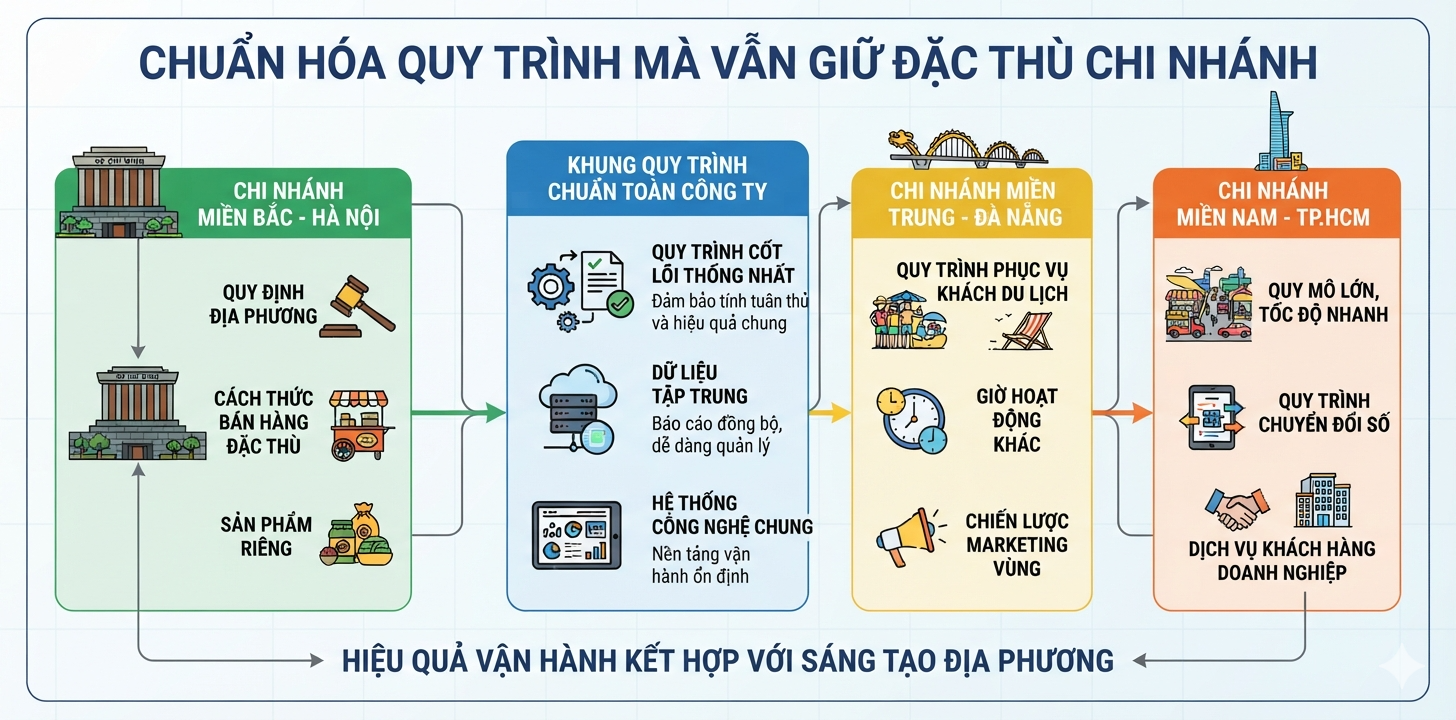 Chuẩn hóa quy trình mà vẫn giữ được đặc thù của từng chi nhánh